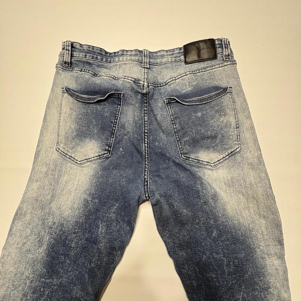 Decibel Men’s Distressed Acid Wash Moto Jeans – 36x32 - Picture 13 of 16